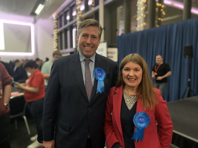 Sir Graham Brady and Victoria at the 2019 election count