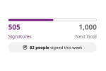 image of a petition with over 500 signatures