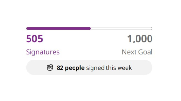 image of a petition with over 500 signatures